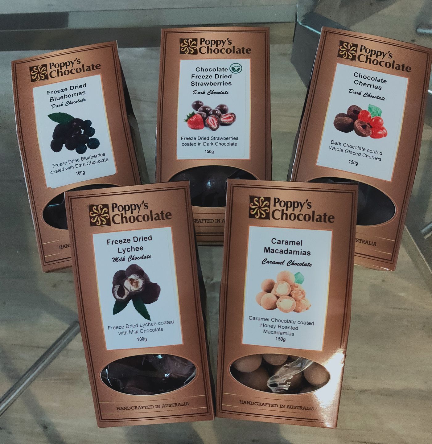 Customer photo review of Caramel Chocolate Coated Macadamias 150g