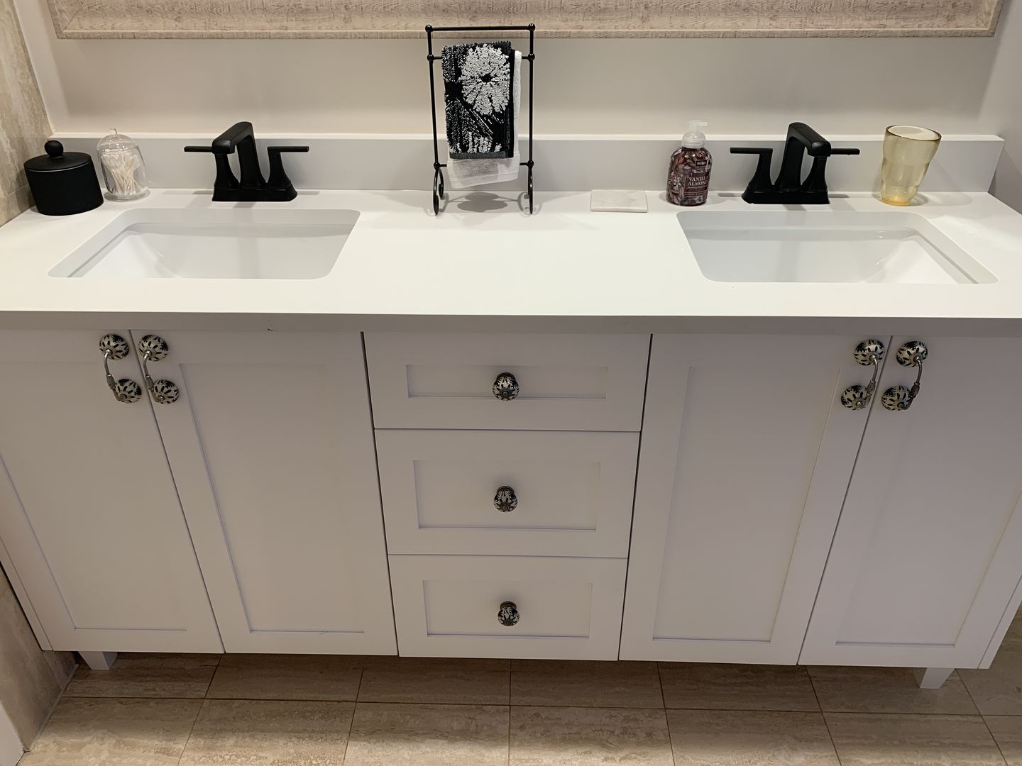 Customer photo review of Bridgeport 72" Satin White Bathroom Vanity, Double Sink