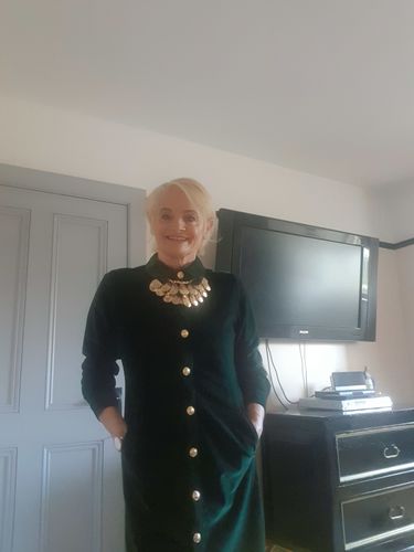 Customer photo review of Viktoria Green Corduroy Skater Dress