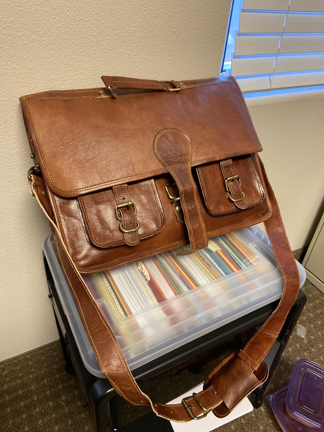 Customer photo review of Top Grain Leather Briefcase Bag