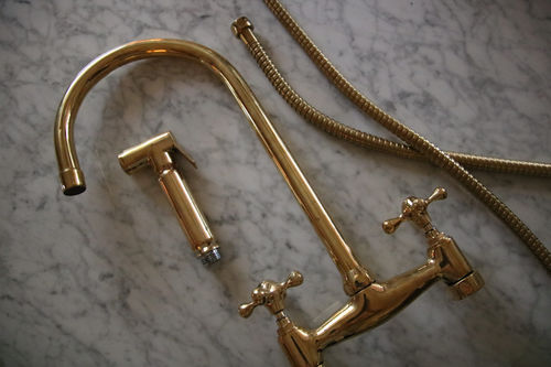 Customer photo review of Kitchen Brass Bridge Uncoated Faucet Straight Legs