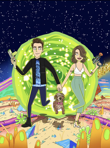 Customer photo review of Le Portrait Rick et Morty Personnalisé Digital