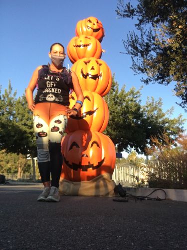 Customer photo review of Hanging Pumpkins Leggings
