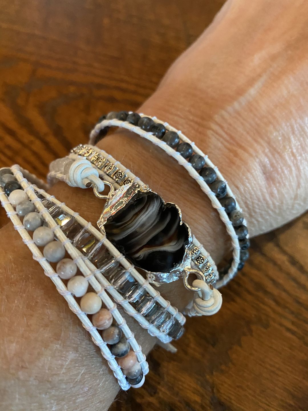 Customer photo review of White Labradorite Wrap Bracelet