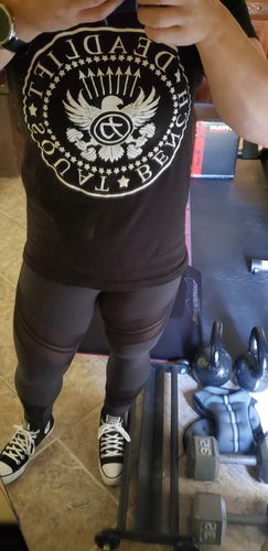 Customer photo review of SQUAT BENCH DEADLIFT T-Shirt