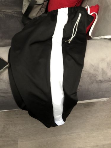 Customer photo review of Premium Side Stripe Zip Pocket Track Pants (Red-White)