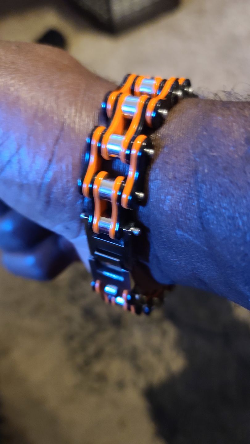 Customer photo review of Cycolinks Punk Orange Mens Bike Chain Bracelet