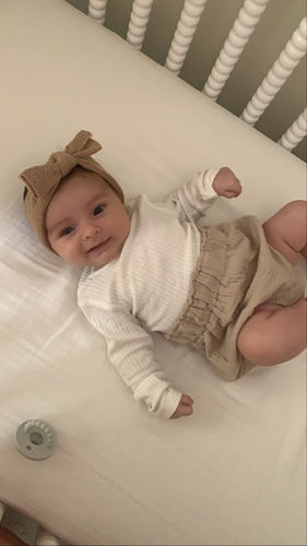 Customer photo review of Ribbed bow headband- taupe