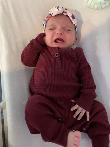 Customer photo review of Ribbed thermal romper in maroon