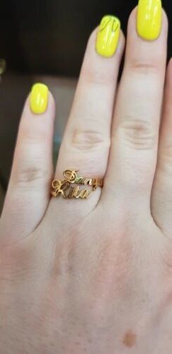 Customer photo review of LOANYA Ring mit zwei personalisierten Namen