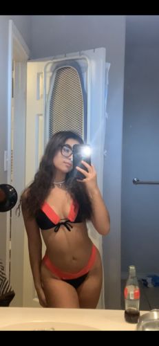 Customer photo review of Color Block Triangle Bikini Top - Neon Red