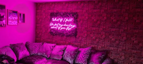 Customer photo review of 'What If I Fall?' Neon Sign