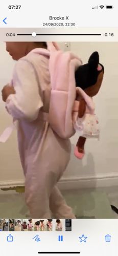 Customer photo review of Personalized Leyadoll Doll Backpack (Strawberry) - 2 Skin Tones