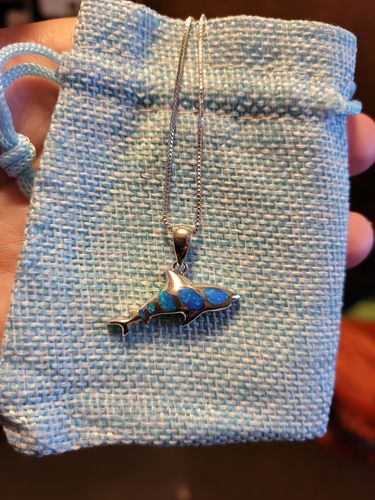 Customer photo review of Shark Opal Necklace