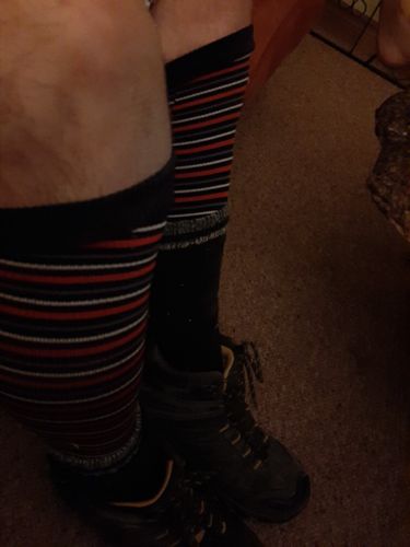 Customer photo review of Vagden Graduated Compression Striped Knee-High Sock (2 Pairs) - CLEARANCE