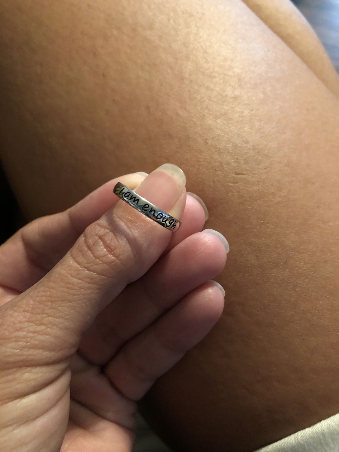 Customer photo review of 925 Sterling Silver 'I Am Enough' Ring