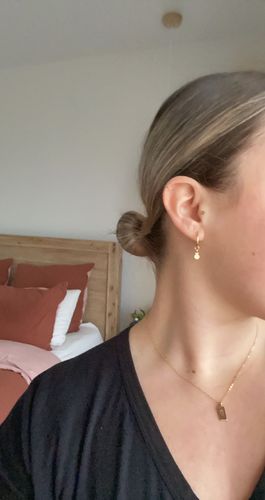 Customer photo review of Tiny Disc Hoops