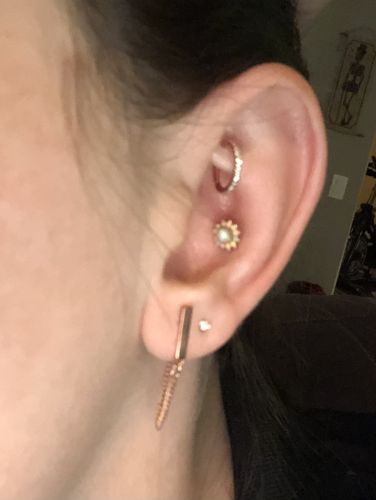 Customer photo review of Clear Gem Surgical Steel Hinged Seamless Ring