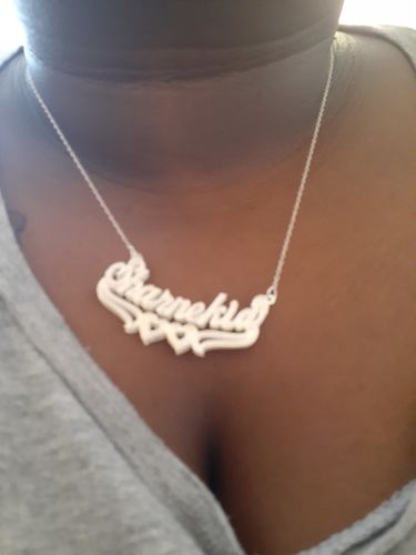 Customer photo review of Double Plated Heart Name Necklace with Link Chain
