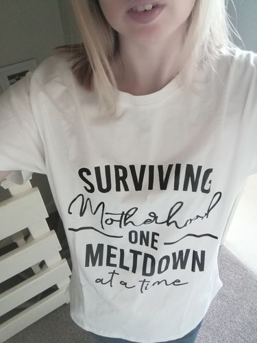 Customer photo review of Surviving Motherhood Meltdown Tee (MRK X)