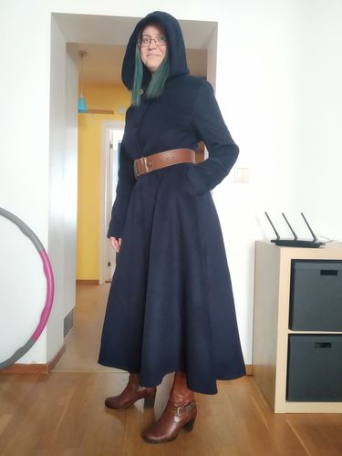 Customer photo review of maxi coat, navy blue, wool coat, warm coat, hooded coat 1637#