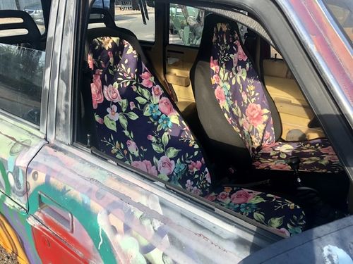 Customer photo review of Vintage Rose Floral Flower Pattern Print Universal Fit Car Seat Covers