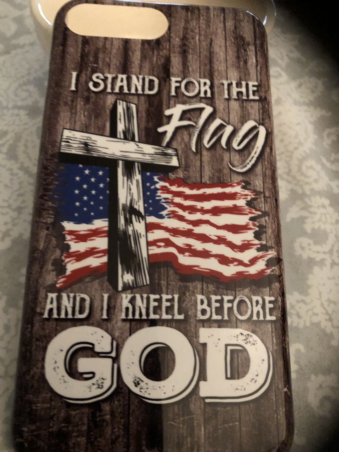 Customer photo review of I stand for the flag and I kneel before God phone case