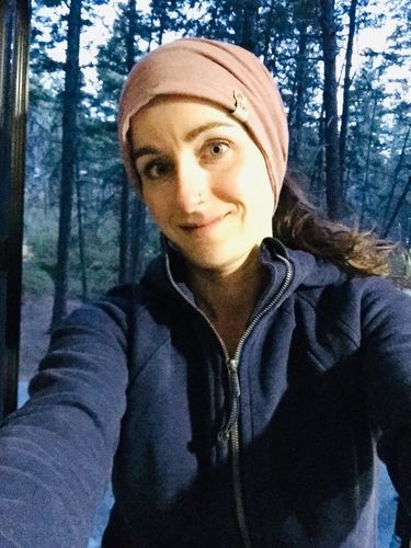 Customer photo review of The Monashee Twist - multi wear beanie