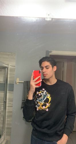Customer photo review of Floral Koi Carp Embroidery Sweatshirt