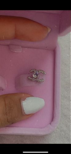 Customer photo review of Sterling silver “c” studs