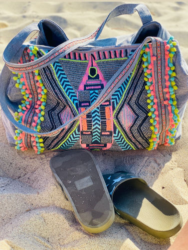 Customer photo review of Gargoyle Embellished Gray Hand Beaded Tote