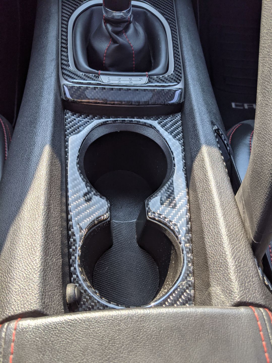 Customer photo review of Carbon Fiber Cup Holder Panel Overlay for Chevrolet Camaro 2010-2015