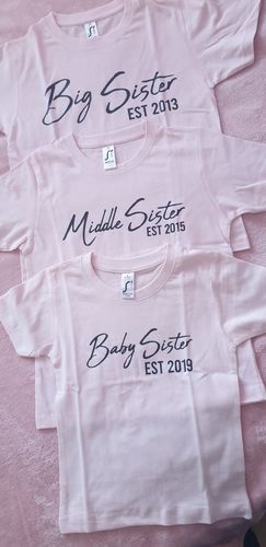 Customer photo review of Personalised Sister Est T-Shirts (MRK X)