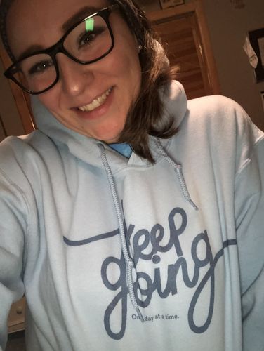 Customer photo review of Keep Going (supporting the American Foundation for Suicide Prevention) -- Hoodie