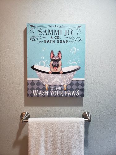 Customer photo review of Bath Soap Company - Personalized Custom Canvas - Gifts For Dog Lovers
