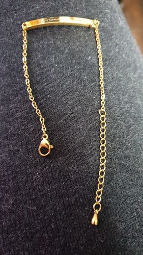 Customer photo review of Engraved Bar Bracelet