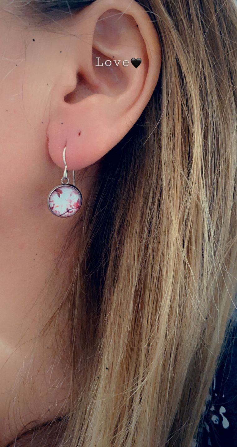 Customer photo review of Pink Blossom Drop - Earrings