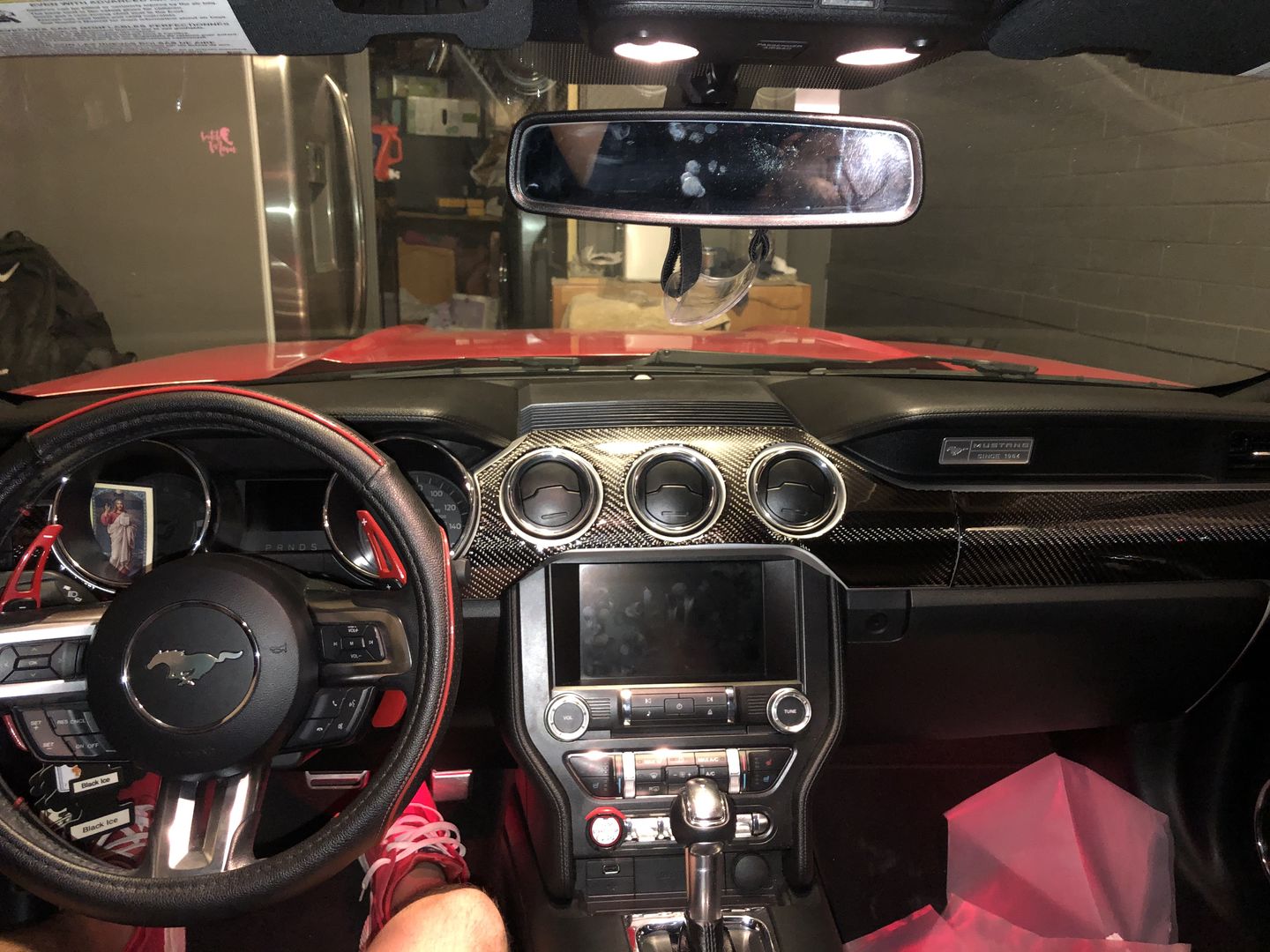 Customer photo review of Real Carbon Fiber Whole Front Dash Overlay For Ford Mustang 2015-2020