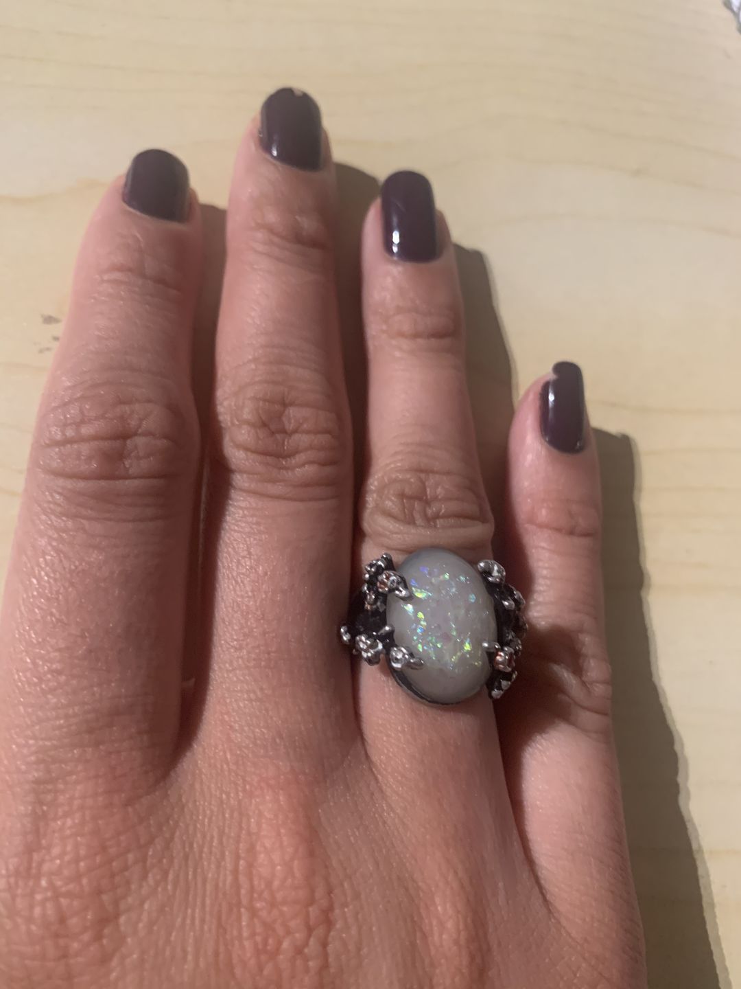 Customer photo review of Midnight Blossom Opal Crystal Ring
