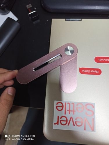 Customer photo review of Laptop Phone Holder | Aluminum & Magnetic