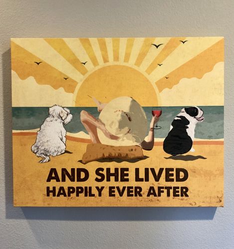 Customer photo review of Dog Happily Ever After - Personalized Custom Canvas - Beach, Wine And Dogs