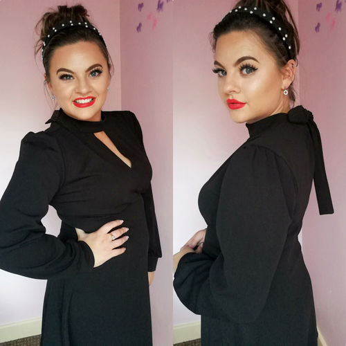 Customer photo review of Moli Black Tie Back Skater Dress