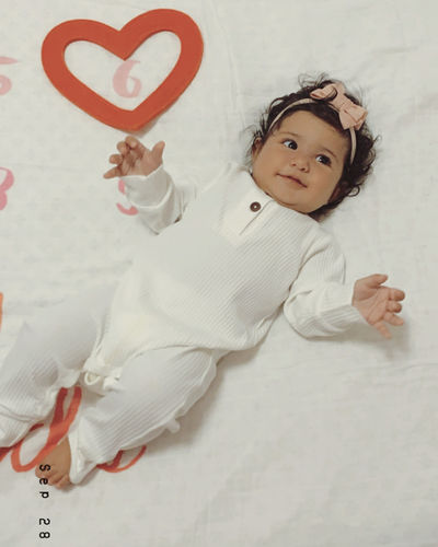 Customer photo review of Ribbed thermal romper in white