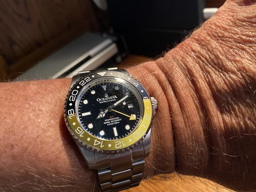 Customer photo review of Oceaneva™ Men's GMT Deep Marine Explorer 1250M Pro Diver Watch Blue and Black