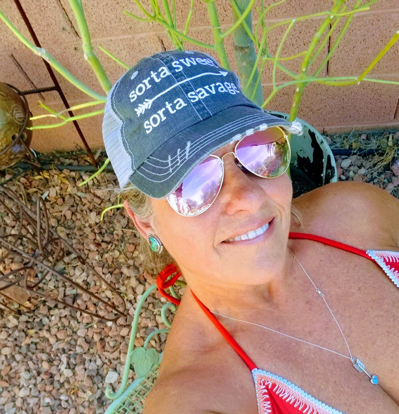 Customer photo review of Sorta Sweet Sorta Savage Trucker Hat