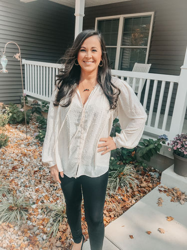 Customer photo review of Swiss Dots All Around Peasant Blouse