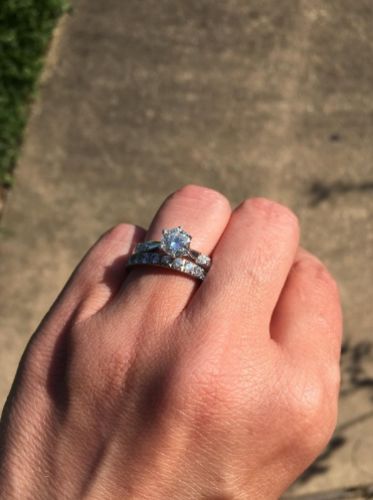Customer photo review of Sterling Silver Classic 6 Prong Round Moissanite Ring