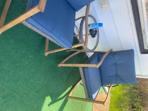 Customer photo review of 3 Pieces  Woodgrain Rocking Chairs Bistro Set