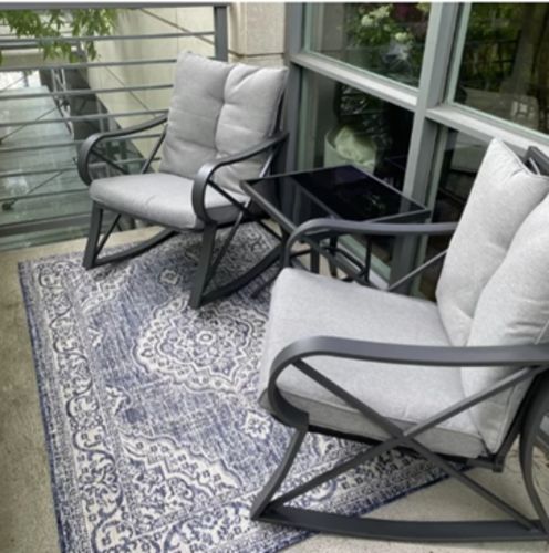 Customer photo review of 3-Piece Outdoor Dark Gray Rocking Chairs