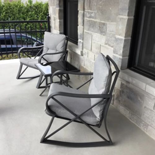 Customer photo review of 3-Piece Outdoor Dark Gray Rocking Chairs